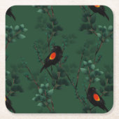 Rotflügel-Schwarzvogelmuster Rechteckiger Pappuntersetzer (Vorderseite)