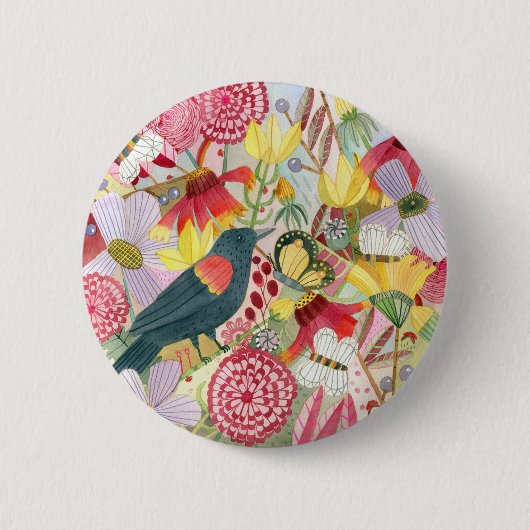 Rotflügelige Blackbird/Wiese-Taste Button (Vorderseite)