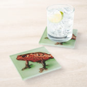 Rotfrosch-Untersetzer, Wildtierskizze Glasuntersetzer (Schrägansicht)