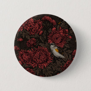 Rotfrüchte in den Chrysanthemen in braun und rot Button