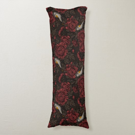 Rotfrüchte in den Chrysanthemen in braun und rot Seitenschläferkissen (Vorderseite Vertikal)