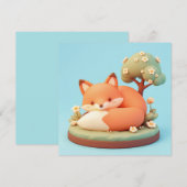 Rotfuchs 3D Ton Stil Blumen Baum Postkarte (Vorne/Hinten)