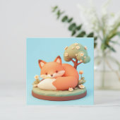 Rotfuchs 3D Ton Stil Blumen Baum Postkarte (Stehend Vorderseite)