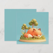 Rotfuchs 3D Ton Stil Wald Wiese Postkarte (Vorne/Hinten)
