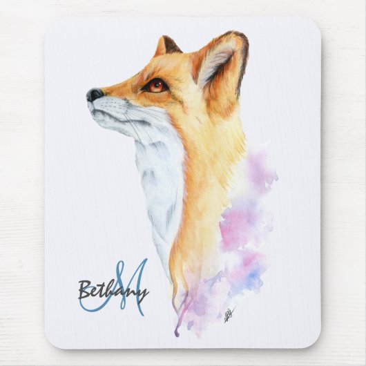 Rotfuchs-Aquarell personalisiert Mousepad (Vorne)