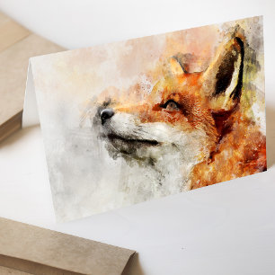 Rotfuchs-Aquarellporträt 01 Dankeskarte