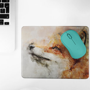 Rotfuchs-Aquarellporträt 01 Mousepad