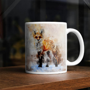 Rotfuchs-Aquarellporträt 02 Kaffeetasse