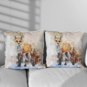 Rotfuchs-Aquarellporträt 02 Kissen