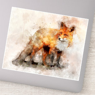 Rotfuchs-Aquarellporträt 04 Aufkleber