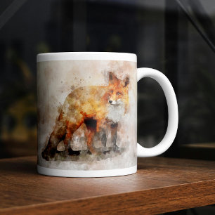Rotfuchs-Aquarellporträt 04 Kaffeetasse