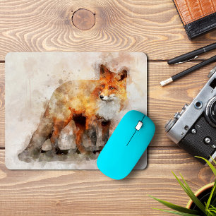 Rotfuchs-Aquarellporträt 04 Mousepad