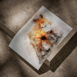 Rotfuchs-Aquarellporträt 04 Poster