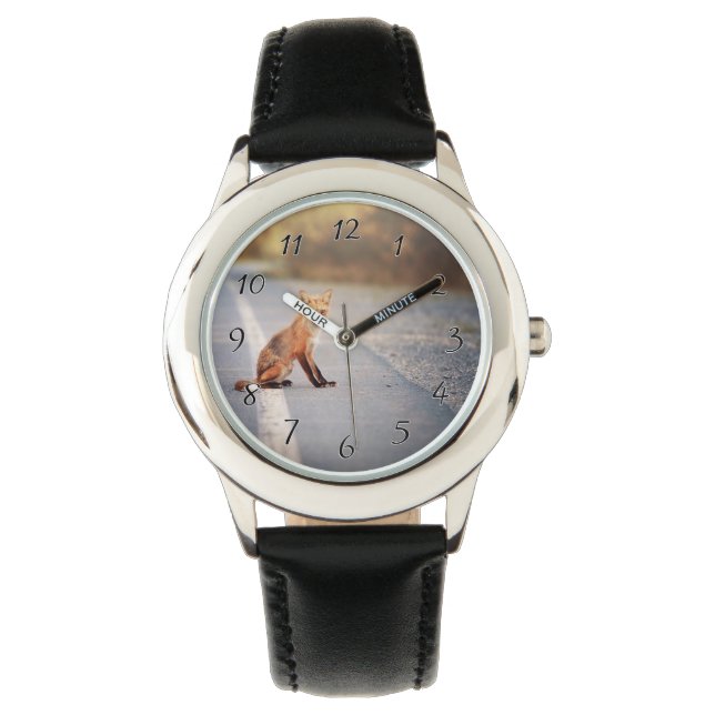 Rotfuchs auf der Straßenseite Armbanduhr (Vorderseite)