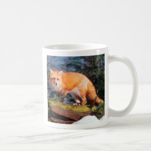 Rotfuchs auf einem Baumstamm Kaffeetasse
