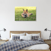 Rotfuchs auf einem Bettsockel aus Klee (horizontal Leinwanddruck (Insitu (Schlafzimmer))