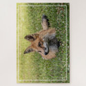 Rotfuchs auf einem Bettsockel aus Klee (horizontal Puzzle (Vertikal)