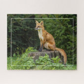 Rotfuchs auf einem Sockel Puzzle (Horizontal)