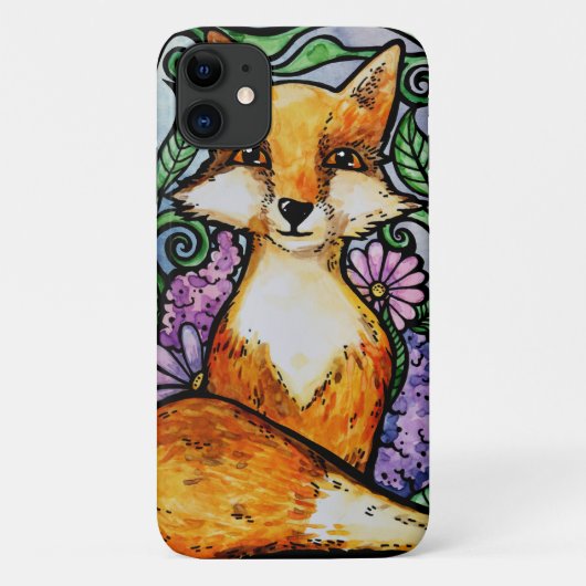 Rotfuchs-Blumen-Naturkunst Case-Mate iPhone Hülle (Rückseite)