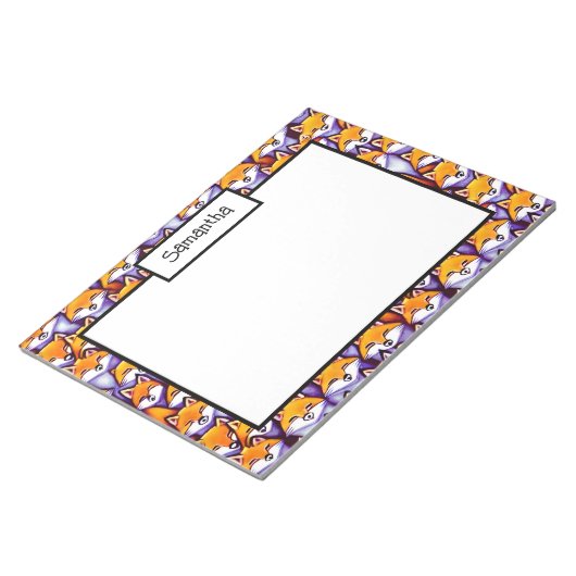 Rotfuchs Cartoon DIY name Doodle Collage Office Notizblock (angewinkelt)