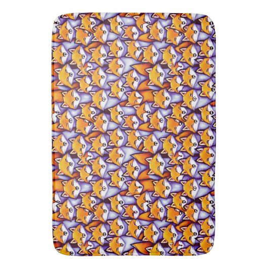 Rotfuchs-Cartoon-Dodle-Muster Wildwälder Badematte (Vorderseite Vertikal)