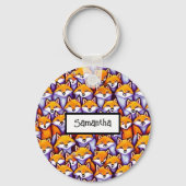 Rotfuchs Cartoon Doodle individuelle Name Wildtier Schlüsselanhänger (Vorderseite)