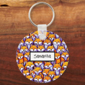 Rotfuchs Cartoon Doodle individuelle Name Wildtier Schlüsselanhänger (Vorderseite)