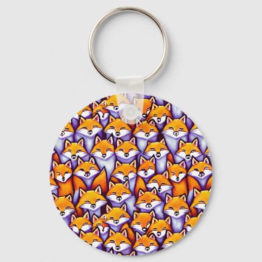 Rotfuchs Cartoon Doodle individuelle Name Wildtier Schlüsselanhänger (Rückseite)