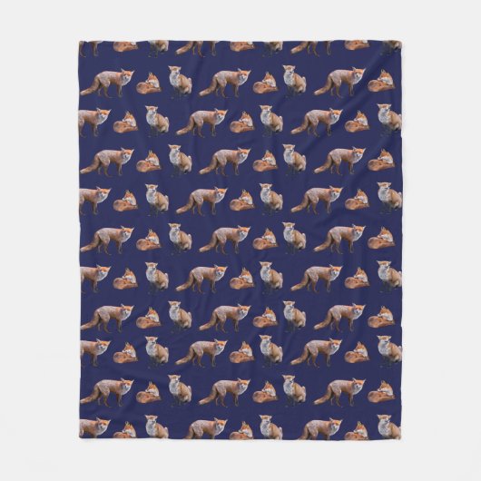 Rotfuchs-Fleece-Decke (Navy) Fleecedecke (Vorderseite)