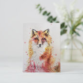 Rotfuchs Füchse Aquarellmalerei Kunst niedlich Postkarte (Stehend Vorderseite)
