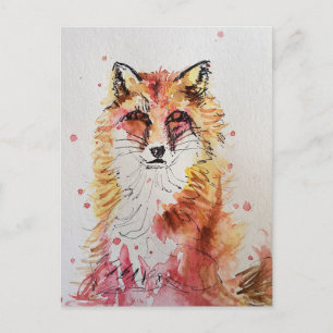Rotfuchs Füchse Aquarellmalerei Kunst niedlich Postkarte