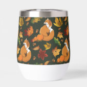 Rotfuchs Herbstlaub Eicheln Grüner Muster (Rückseite)