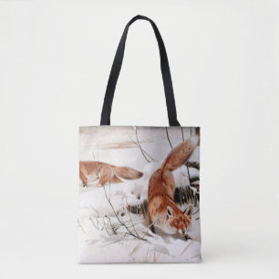 Rotfuchs im Schnee im Winter (von Wilhelm Kuhnert) Tasche