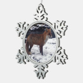 Rotfuchs im Schnee Schneeflocken Zinn-Ornament (Rechts)