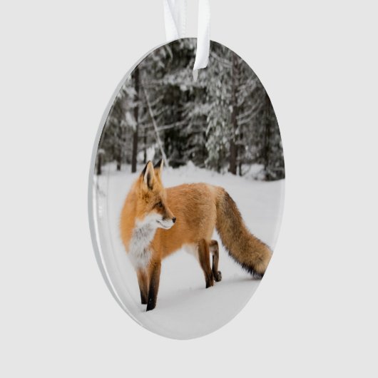 Rotfuchs im weißen Schnee Ornament (Vorderseite)