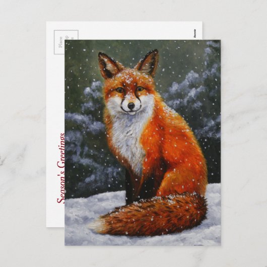 Rotfuchs im Winterschnee Feiertagspostkarte (Vorne/Hinten)