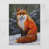 Rotfuchs im Winterschnee Feiertagspostkarte (Vorderseite)