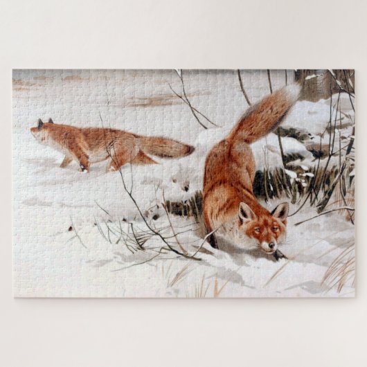 Rotfuchs im Winterschnee (von Wilhelm Kuhnert) Puzzle (Horizontal)
