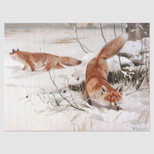 Rotfuchs im Winterschnee (von Wilhelm Kuhnert) Seidenpapier