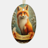 Rotfuchs im Winterwald Keramik Ornament (Links)