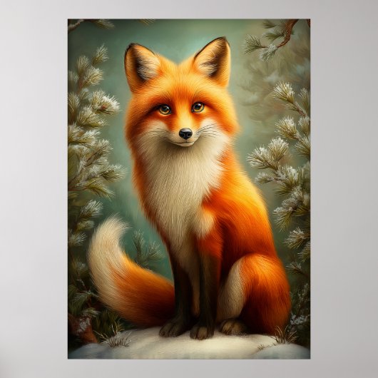 Rotfuchs im Winterwald Poster (Vorne)