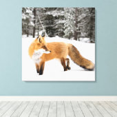Rotfuchs in weißem Schnee Leinwanddruck (Insitu (Holzboden))
