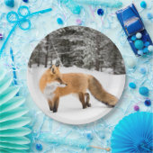 Rotfuchs in weißem Schnee Pappteller (Party)