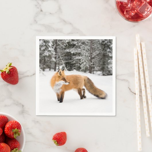 Rotfuchs in weißem Schnee Serviette (Beispiel)
