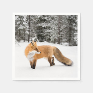 Rotfuchs in weißem Schnee Serviette
