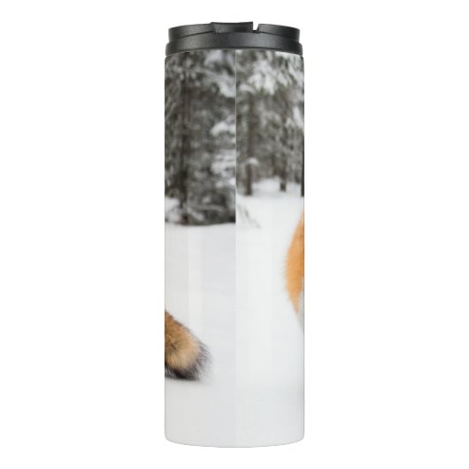 Rotfuchs in weißem Schnee Thermosbecher (Rückseite)