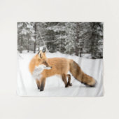 Rotfuchs in weißem Schnee Wandteppich (Vorderseite (Horizontal))