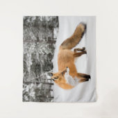 Rotfuchs in weißem Schnee Wandteppich (Vorderseite)