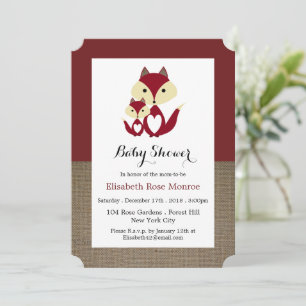 Rotfuchs-Jute-Babyparty Einladung