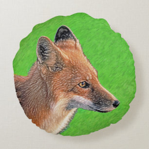 Rotfuchs-Malerei - Originale Wildlife-Kunst Rundes Kissen
